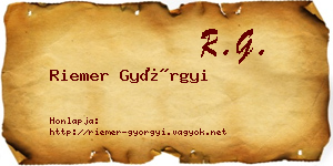 Riemer Györgyi névjegykártya